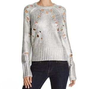 Sunset & Spring | Metallic Distressed Sweater Size Small